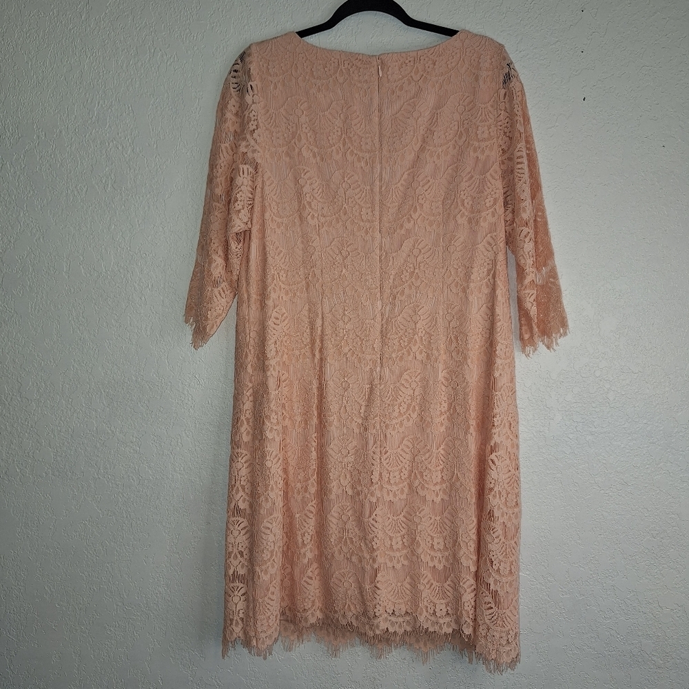 Jessica Howard Size 14W Knee Length Lace Women Peach Dress - Picture 3 of 11